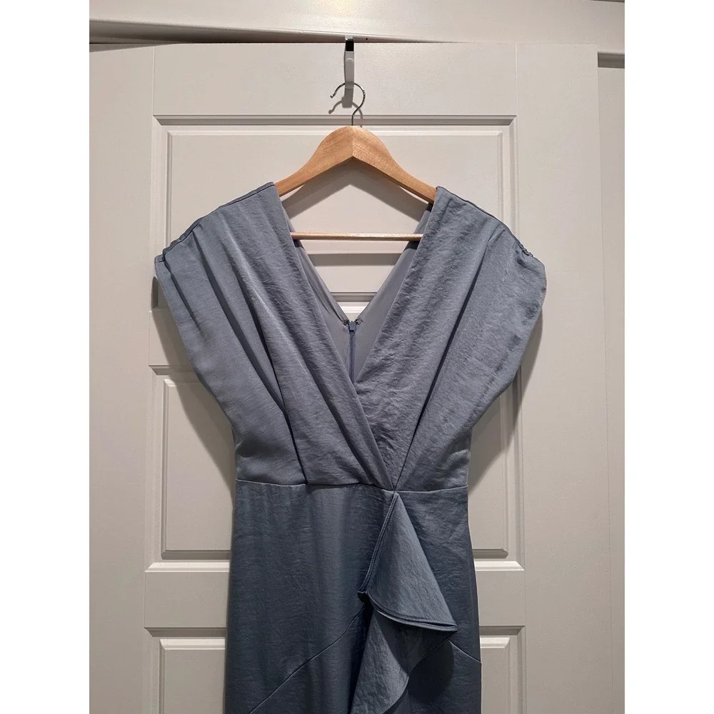 Harlyn Dusty Blue Ruffle Maxi‎ Dress XS Formal Cocktail Bridesmaid - Picture 5 of 11